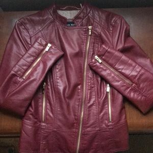 Red faux leather jacket